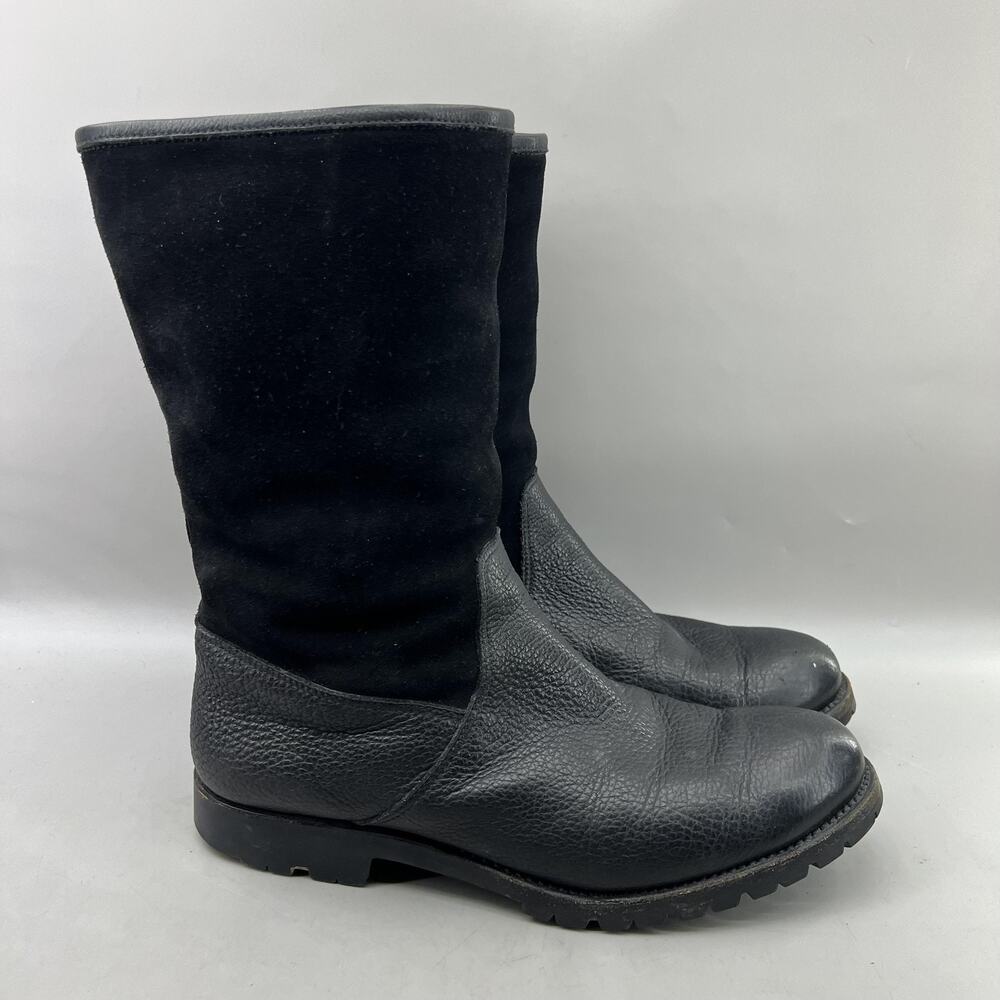 Gravati Shearling Lined Winter Boots Men Size 12 US, 11 UK Black Pull On Shoes